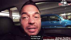 german fat girl at public pick up at train station pov