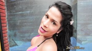 Guy bangs chubby sheshaft outdoor