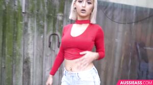 AussieAss - Blonde Babe Dildo Solo Play