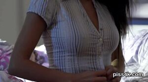 Lovable lesbo sweeties get covered with pee and burst w