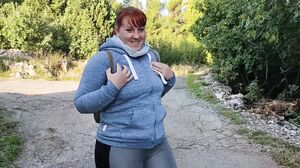 Hard Fucking Redhead Horny Curvy Mommy in the Park