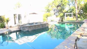 Fleshy mermaid masturbating by the pool