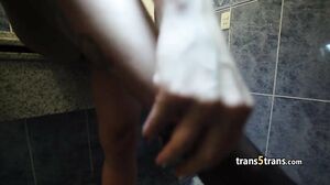 Foxy latina tgirl takes black cock