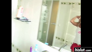 Cute teen plays around with her toy