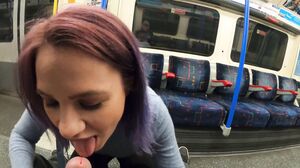 Risky Blowjob In Train. Caught by Stranger Cum on Face
