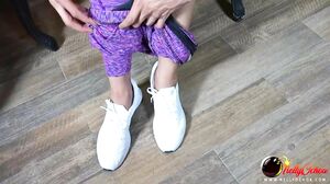 TGirl Nelly Ochoa - Huge cock Trans Nelly in Gym tights