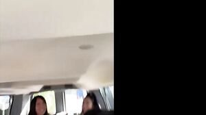 Two big booties on the bus