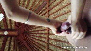 AwesomeHandjobs - She Jerks Me Off Seen From Below