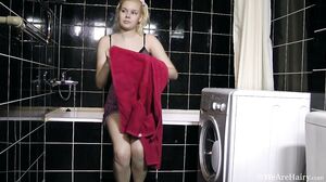 WeAreHairy - Elen - Purple Lingerie Black Bath