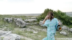 WeAreHairy - Elena V - Blue Mat Blue Dress