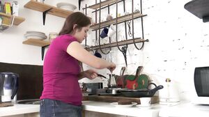 WeAreHairy - Elsa Hanemer - Purple Blouse Denim Skirt