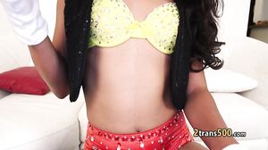 Latina shemale beauty tug cock solo