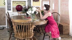 WeAreHairy - Fiona M - Red Dress White Flowers