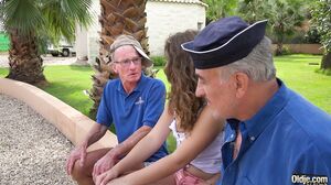 Bunny Babe fucked by older guy