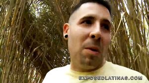 Latina teen fucked outdoors by surprised guy