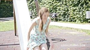 Little Sofi Smile plays with two big cocks AF001