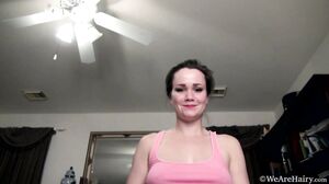 WeAreHairy - Kelly Morgan - Grey Shorts Pink Blouse