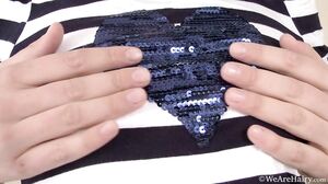 WeAreHairy - Kristina Amanda - Striped Short Denim Shor