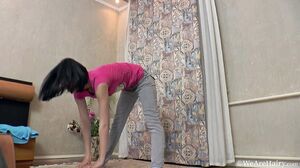 WeAreHairy - Lara D - Pink Shirt Grey Pants