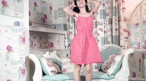 WeAreHairy - Luna O - Pink Dress Blue Chair