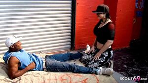 PAWG Saggy Tits Teen let Homeless Black Guy fuck her Pu