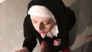 Nun Eats Chocolate and Cream on Halloween