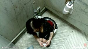 Three lezdoms whipping busty slut