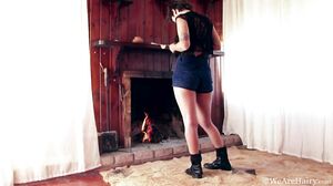 WeAreHairy - Tatiana - Blue Shorts Black Lingerie