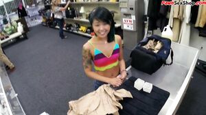 Asian pawnshop guest buffing the knob and getting doggy