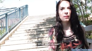 Pulled goth amateur giving head in exchange of some cas