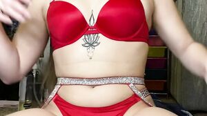 Riding Hard In Red With Buttplug