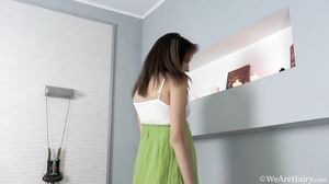 WeAreHairy - Mila Lee - Green Dress White Candles