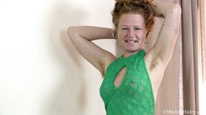 WeAreHairy - Mona Jones - Green Dress Purple Panties