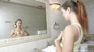 WeAreHairy - Nikky B - Tan Dildo Pink Blouse