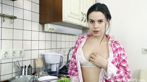 WeAreHairy - Ole Nina - White Lingerie Pink Robe