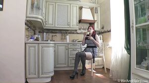 WeAreHairy - Red Bunny - Grey Dress Black Kneehigh