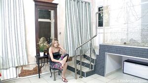 WeAreHairy - Alisia - Black Dress Staircase