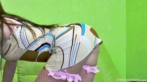 WeAreHairy - Alya Shon - Green Sofa Pink Dress