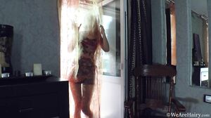 WeAreHairy - Amanda S - Red Lingerie Denim Skirt