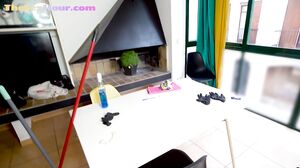 Latina braces babe titfucks and blows before kinky sex