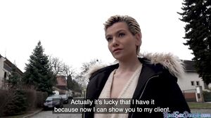 Hot blonde milf with nice tits gets picked up and fucke