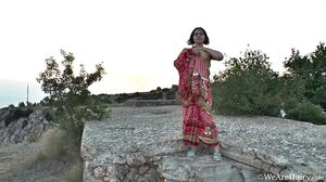 WeAreHairy - Clarissa - Orange Dress Blue Lingerie