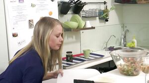 WeAreHairy - Darina Nikitina - Grey Stockings Blue Dres