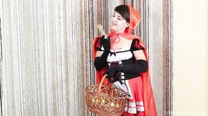 WeAreHairy - Rubina - Red Hat Black Gloves