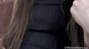 WeAreHairy - Sammi - Black Dress Red Sofa