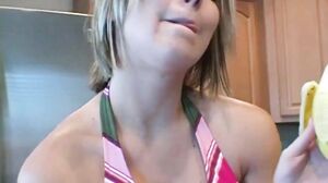 Teen banana blowjob tease