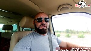 German blonde amateur teen pick up with car and beach