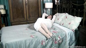 WeAreHairy - Sharlyn - White Dress Blue Bed