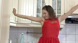 WeAreHairy - Simona - Red Dress White Stockings