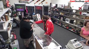 Curvy black pawnshop beauty fucked in shop after clitru